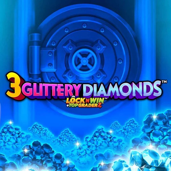 3 Glittery Diamonds slot logo by PearFiction Studios at WinRolla Casino